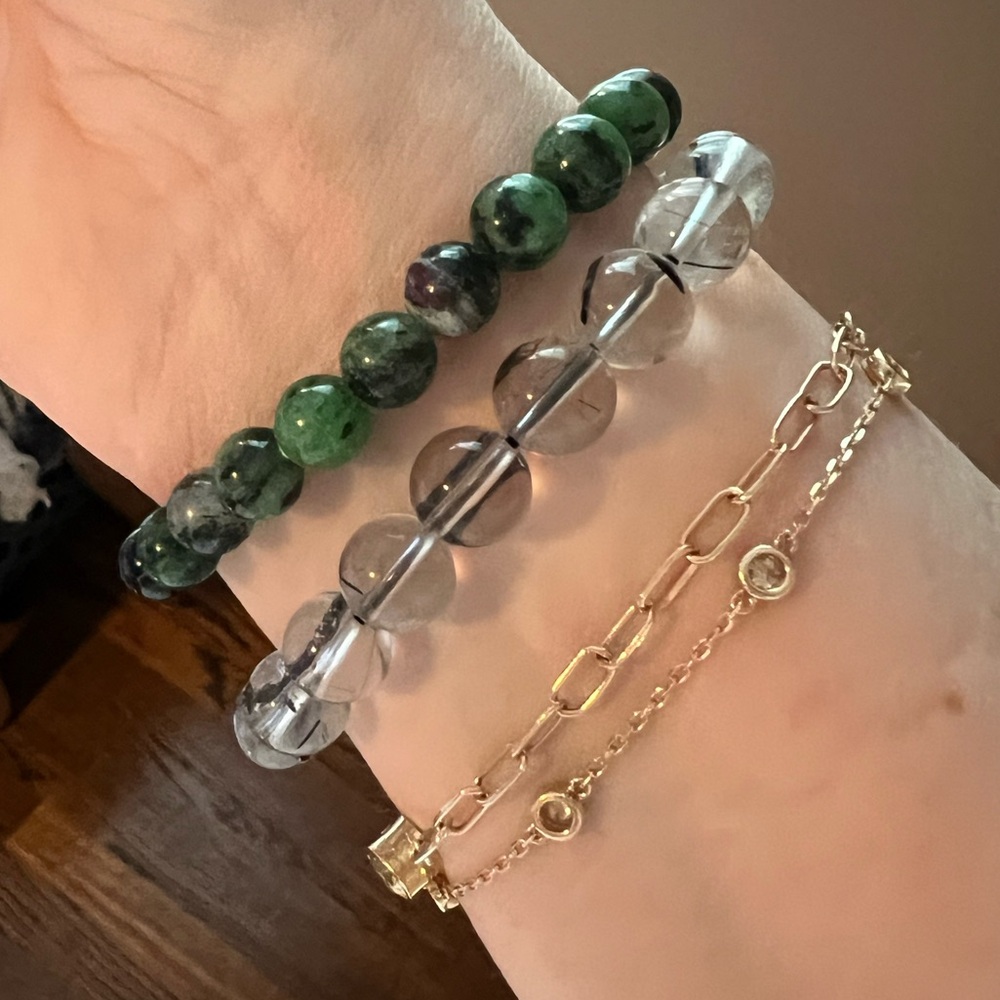 Ruby Zoisite Gemstone Stretchy Bracelet - image 3